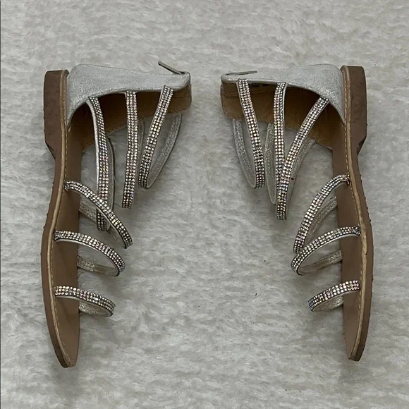 Silver Rhinestone Gladiator Evening Sandals - Picture 6 of 8